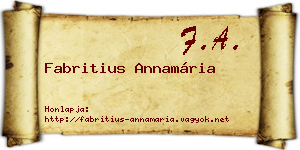 Fabritius Annamária névjegykártya